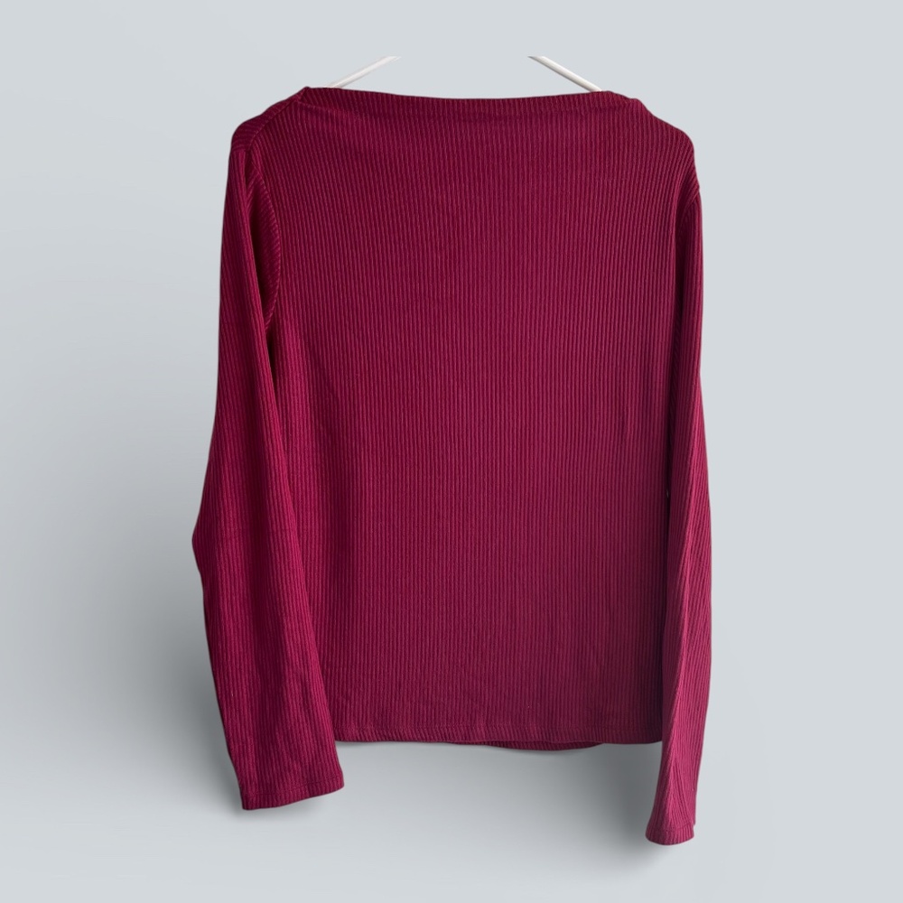 Banana Republic Ribbed Lightweight Dark Pink Boatneck Sweater Size L NWT